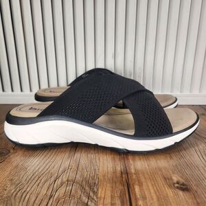 Bionica Avary Slides Womens 11M Black Cross Strap Slip On Slip Resistant Sandals